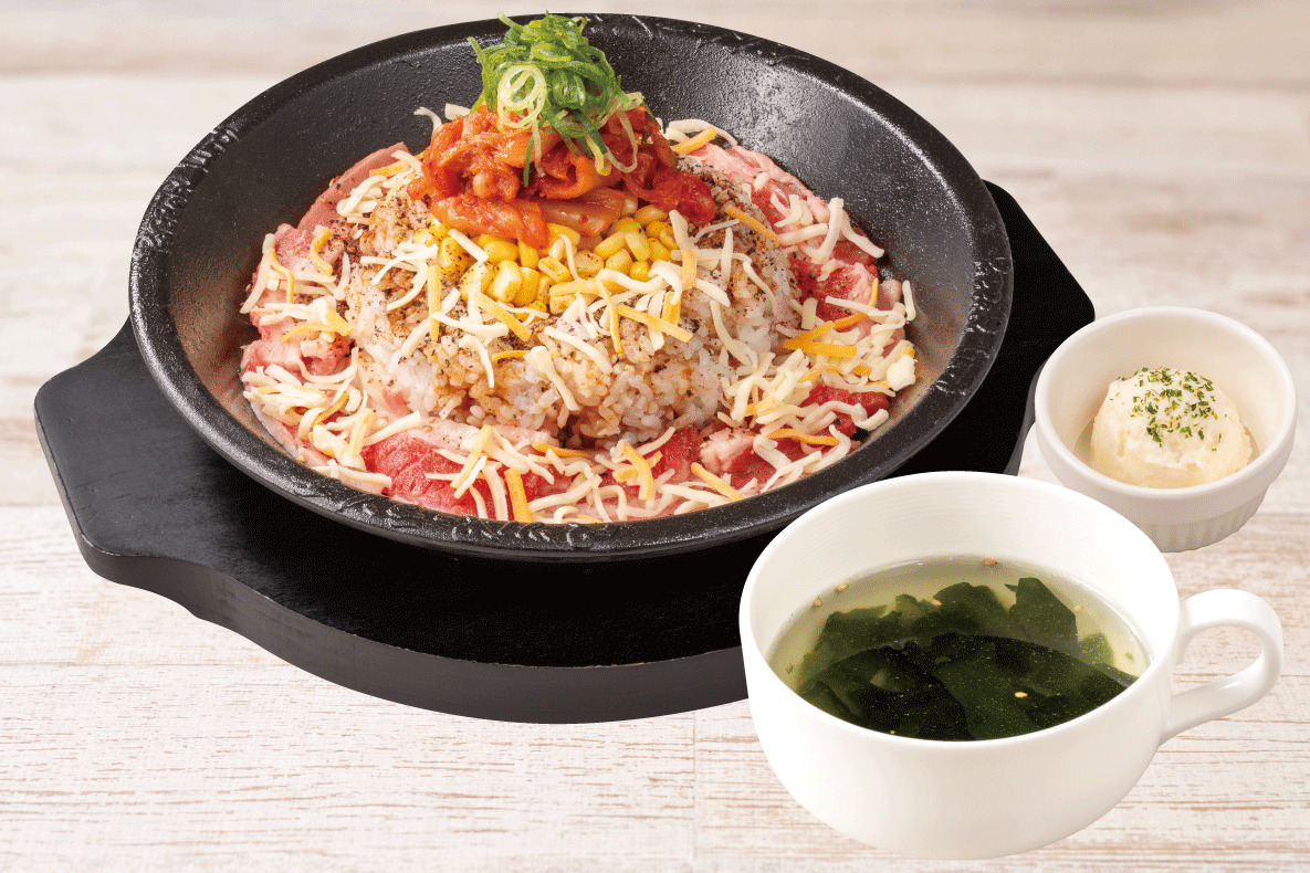【平日限定】牛カルビキムチーズペッパーライスセット